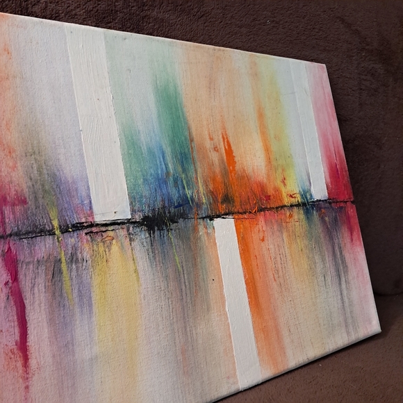 Hand Painted Canvas Oil Paint Colorful Abstract Modern Art - Picture 3 of 5